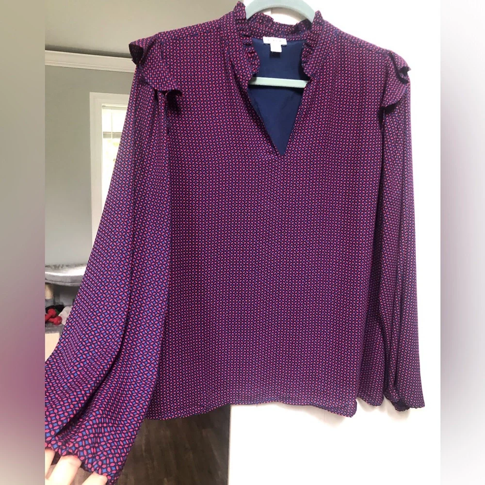 J. Crew Women’s Pink & Blue Geometric Print Shirt